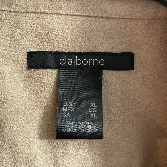 Claiborne Camel Suede Long-sleeve Button-up Shirt - Picture 2 of 4